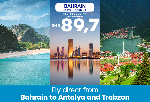Fly Direct from Bahrain to Antalya and Trabzon with Special Offers!