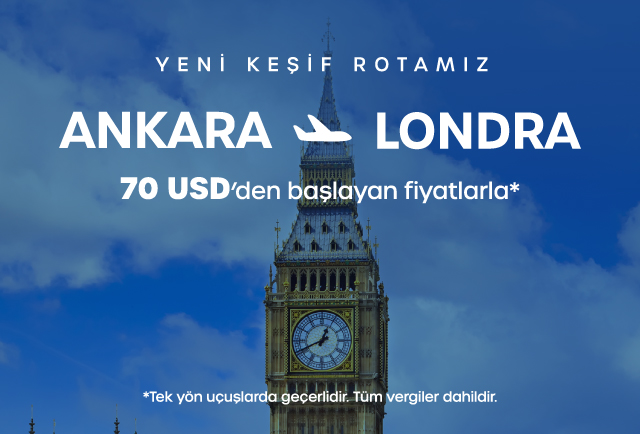 AnadoluJet ile Ankara’dan Londra’ya 70 USD’den Başlayan Fiyatlarla Uçun!