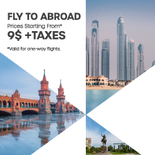 It's Time to Fly with Prices Starting from 9 USD/EUR + Taxes!