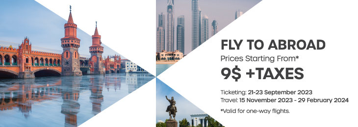 It's Time to Fly with Prices Starting from 9 USD/EUR + Taxes!